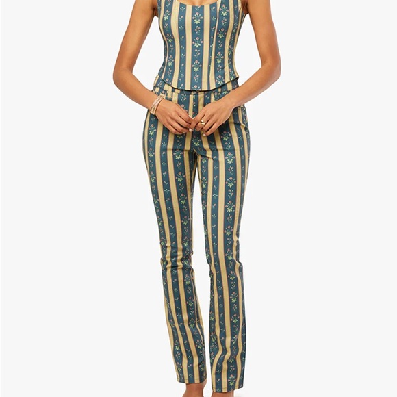 Weworewhat mid rise flare ankle pants deep storm multi NWT - Picture 2 of 5